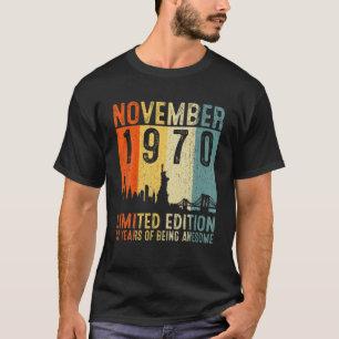 Camiseta Noviembre De 1970 52º Regalos De Cumpleaños 52 Año