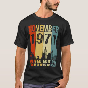 Camiseta Noviembre de 1971 52 años de edad 52º cumpleaños