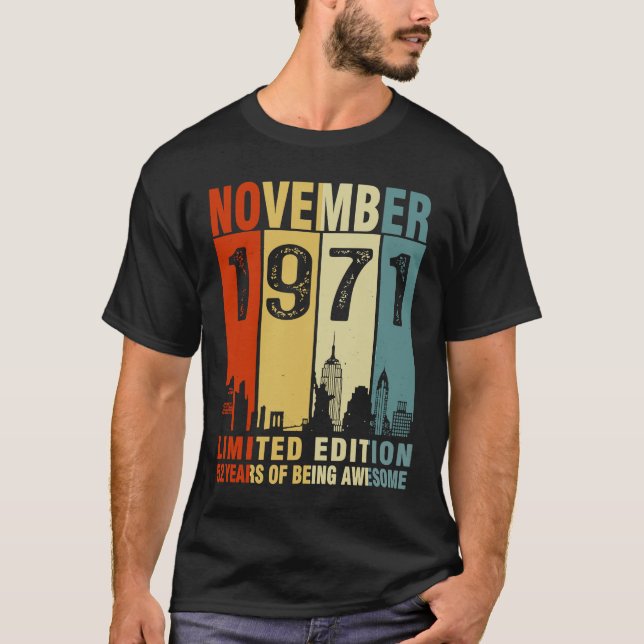 Camiseta Noviembre de 1971 52 años de edad 52º cumpleaños (Anverso)