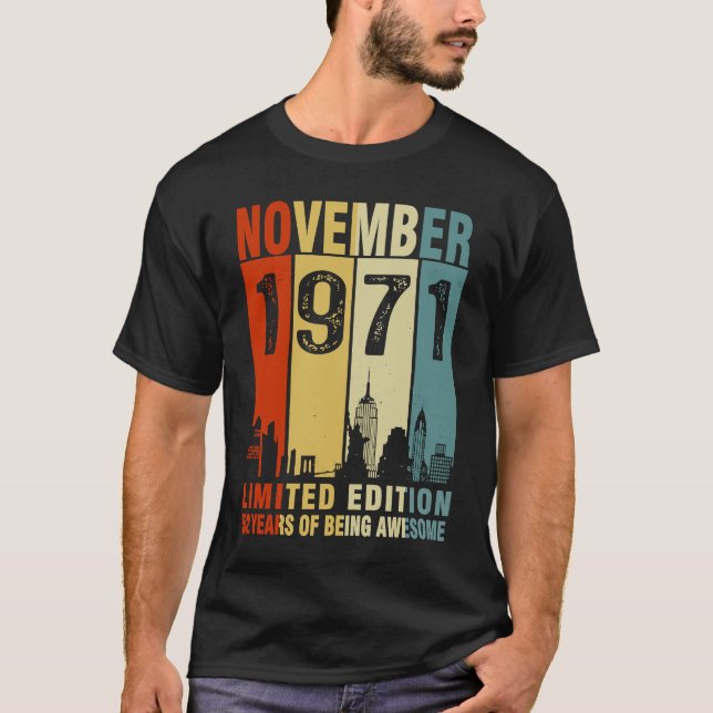Camiseta Noviembre de 1971 52 años de edad 52º cumpleaños (Anverso)