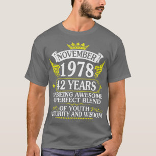 Camiseta Noviembre De 1978 Feliz Cumpleaños 42 Años De Ser