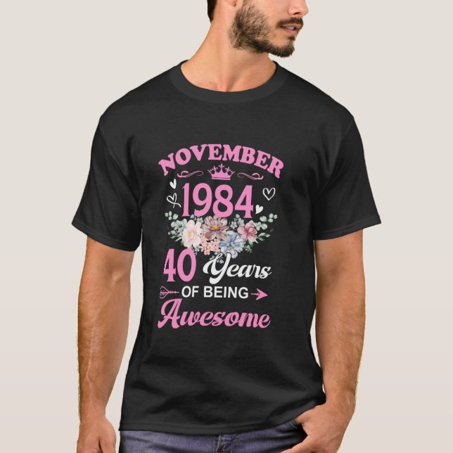 Camiseta Noviembre De 1984 40 Años De Edad De Maravilloso N (Anverso)