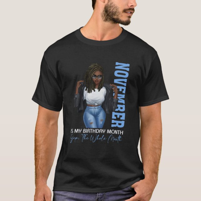 Camiseta Noviembre es un mes gracioso Chica negro es mi cum (Anverso)