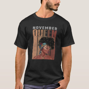 Camiseta Noviembre Melanin Queen, afro Chicas negros negro 