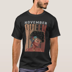 Camiseta Noviembre Melanin Queen, afro Chicas negros negro 