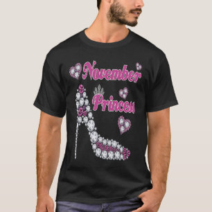 Camiseta Noviembre Princesa feliz cumpleaños alto talón nac