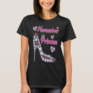 Camiseta Noviembre Princesa feliz cumpleaños alto talón nac