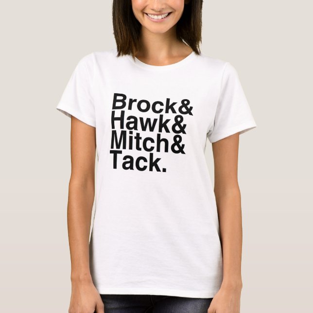 Camiseta Novio Brock, halcón, Mitch, tachuela del libro (Anverso)