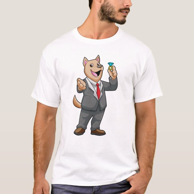 Camiseta Novio de boda de perro anillo de boda (Anverso)