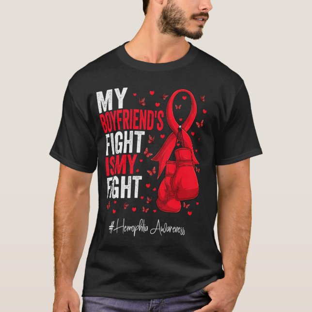 Camiseta Novio de la cinta roja Conciencia sobre la hemofil (Anverso)
