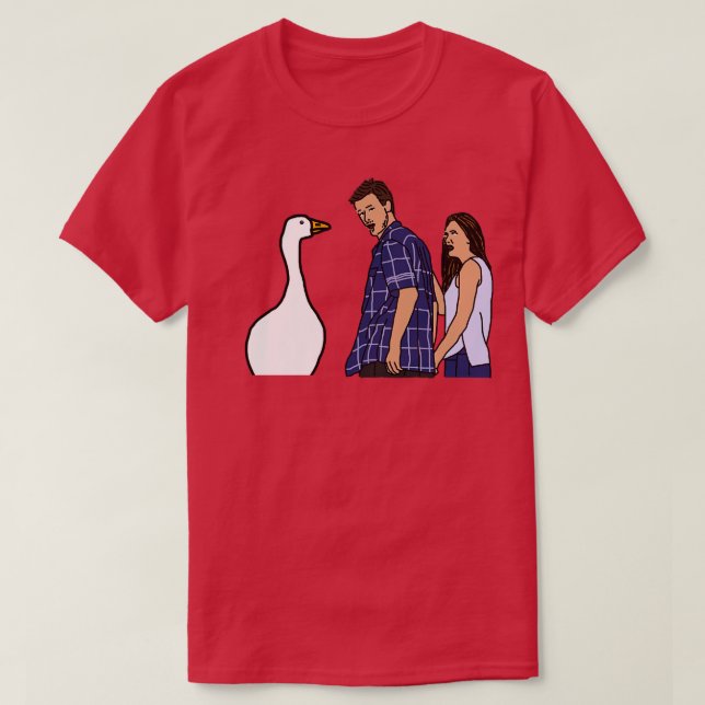 Camiseta Novio distraído Meme Gaming Goose and Couple (Diseño del anverso)