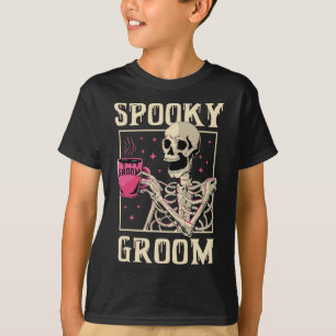 Camiseta Novio Esqueleto Espeluznante Boda de Halloween Des