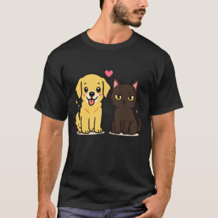 Camiseta Novio Golden Retriever Gf Gato Negro Divertido Par