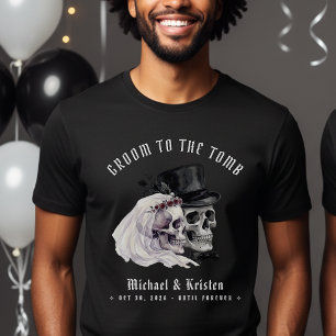 Camiseta Novio hasta la tumba Calaveras Esposo Recién casad