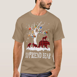 Camiseta Novio Navidad de oso Pajama Red Plaid Buffalo