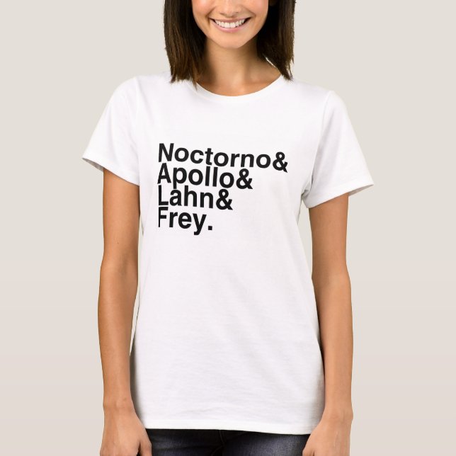 Camiseta Novio Noctorno, Apolo, Lahn, Frey del libro (Anverso)