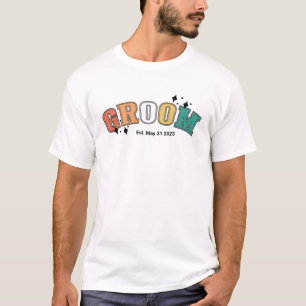 Camiseta Novio Retro Fecha de Boda Personalizada Despedida
