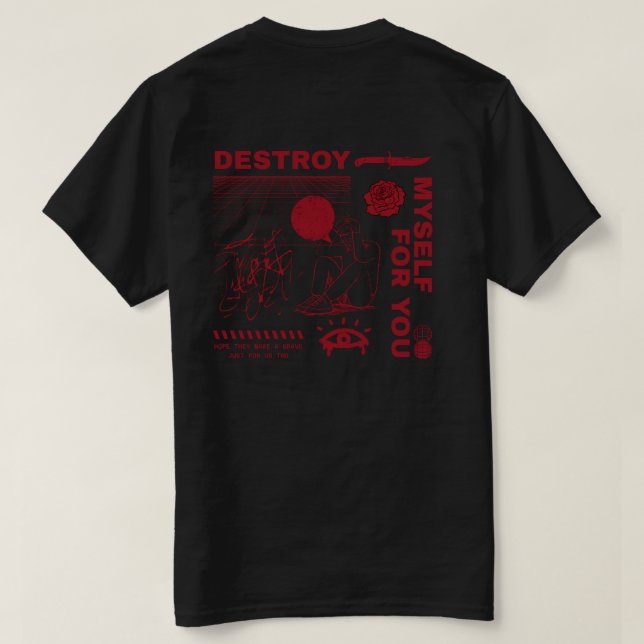 CAMISETA NØX STUDIOS — DESTROY MYSELF FOR YOU (Reverso del diseño)