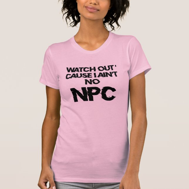 Camiseta NPC - advertencia - personaje no jugador femenino (Anverso)