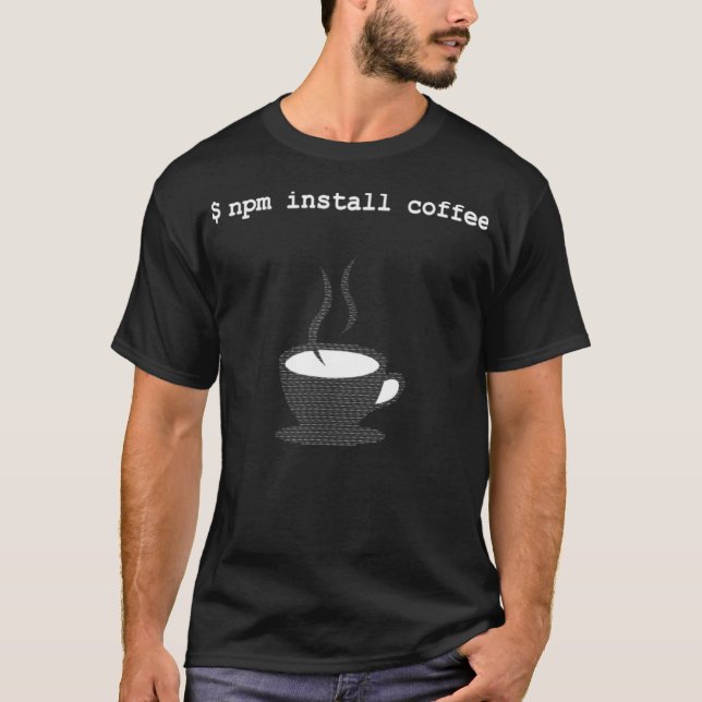 Camiseta npm instalar café JavaScript art cat (Anverso)