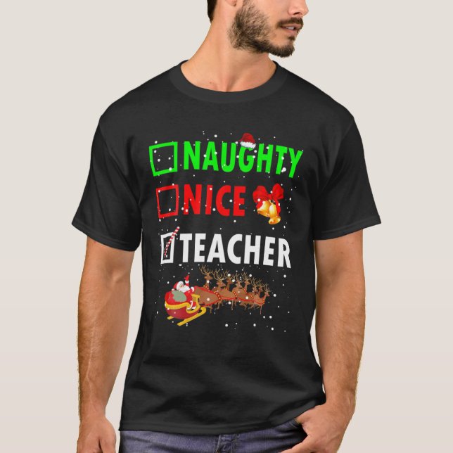 Camiseta Ntrina profesora divertida Navidad Santa Teacher (Anverso)