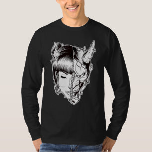 Camiseta Nu Gótico Geisha Hannya Mask Demon Shapeshifter