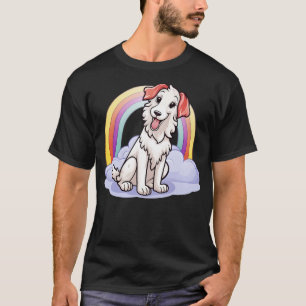 Camiseta Nube arcoiris de Borzoi, perro de Kawaii, feliz ca