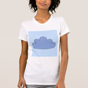 Camiseta Nube azul en puntos de polca azules y blancos
