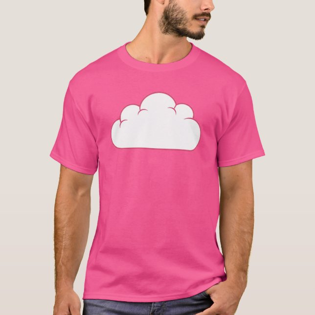 Camiseta Nube con Contorno Rosa Lindo – Estética Minimalist (Anverso)