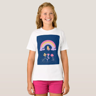 Camiseta Nube de flores de mariposa arco iris
