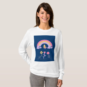 Camiseta Nube de flores de mariposa arco iris