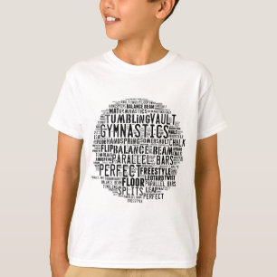Camiseta Nube de la palabra de la gimnasia que cae