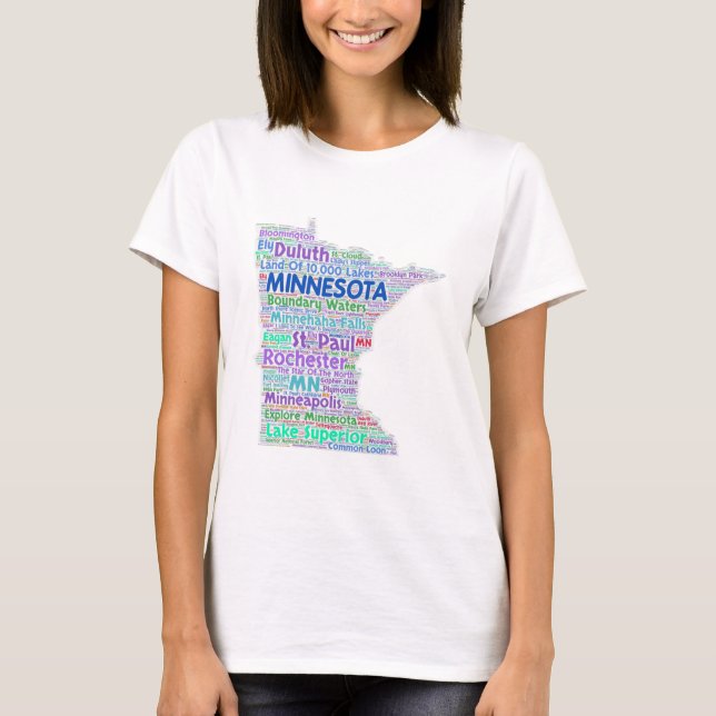 Camiseta Nube de la palabra de Minnesota (Anverso)