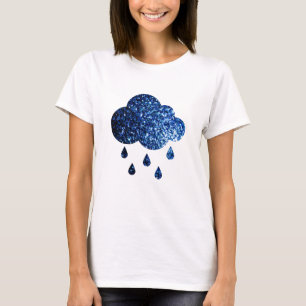 Camiseta Nube de lluvia brillante con destellos de azul osc