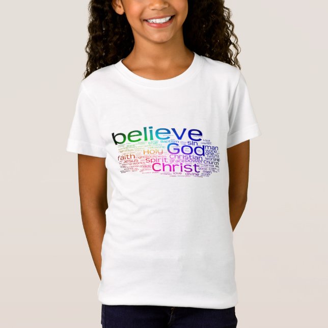 Camiseta nube de palabras cristiana (Anverso)