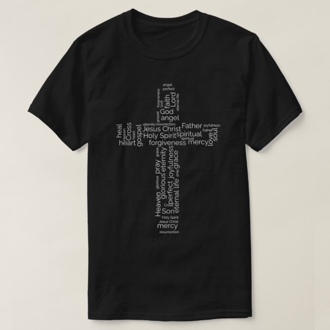 Camiseta Nube de palabras cristianas en forma de cruz  (Diseño del anverso)