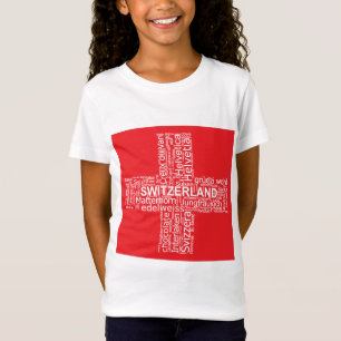 Camiseta Nube de palabras de bandera de Suiza
