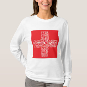 Camiseta Nube de palabras de bandera de Suiza