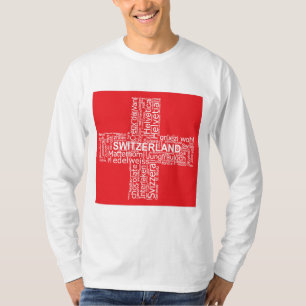 Camiseta Nube de palabras de bandera de Suiza