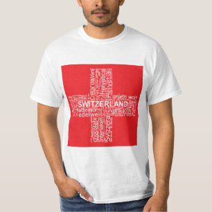 Camiseta Nube de palabras de bandera de Suiza