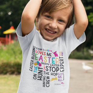 Camiseta Nube de palabras de caza de huevos de Pascua con n