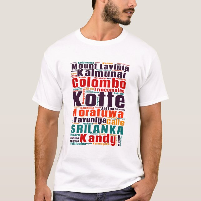 Camiseta Nube de palabras de la ciudad de Sri Lanka (Anverso)