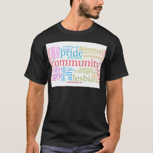 Camiseta nube de palabras de la comunidad LGBTQ+ arcoíris d