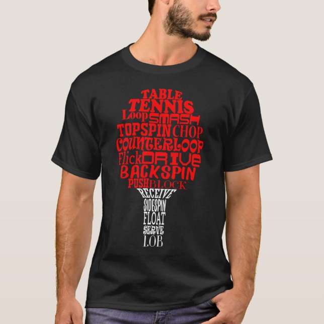 Camiseta Nube de palabras de tenis de mesa (Anverso)