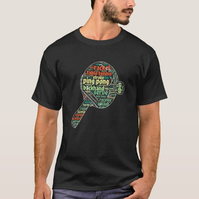Camiseta Nube de palabras de tenis de mesa de juego deporti (Anverso)