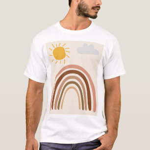 Camiseta Nube de Sol Arcoíris, Dibujo de Niños, Arte Abstra