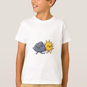 Camiseta Nube de tormenta enojada persiguiendo a niños feli
