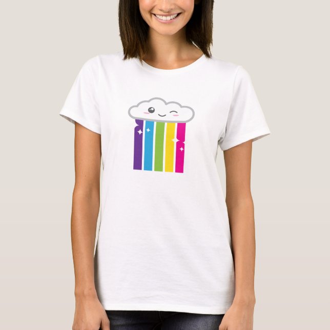 Camiseta Nube kawaii y ropa arcoiris (Anverso)