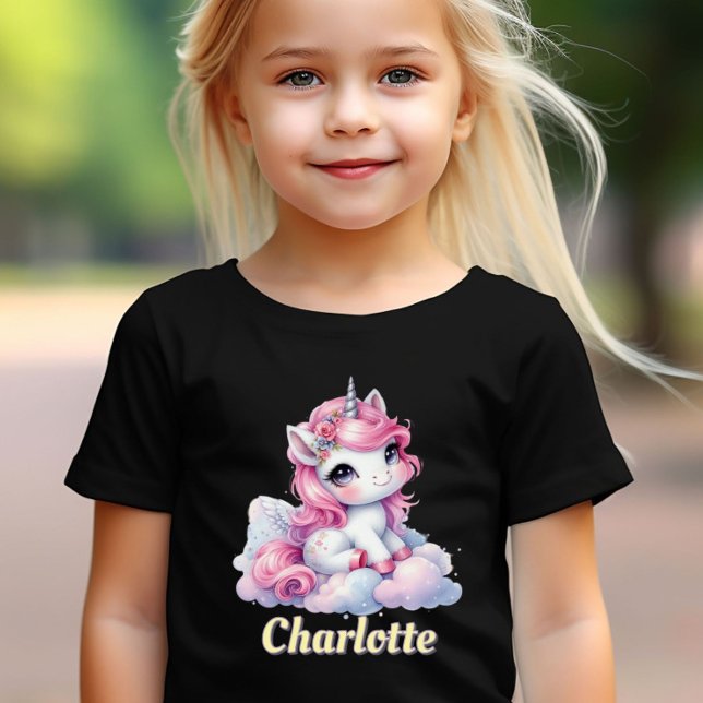 Camiseta Nube mágica de unicornio de brillo pastel negro (Subido por el creador)