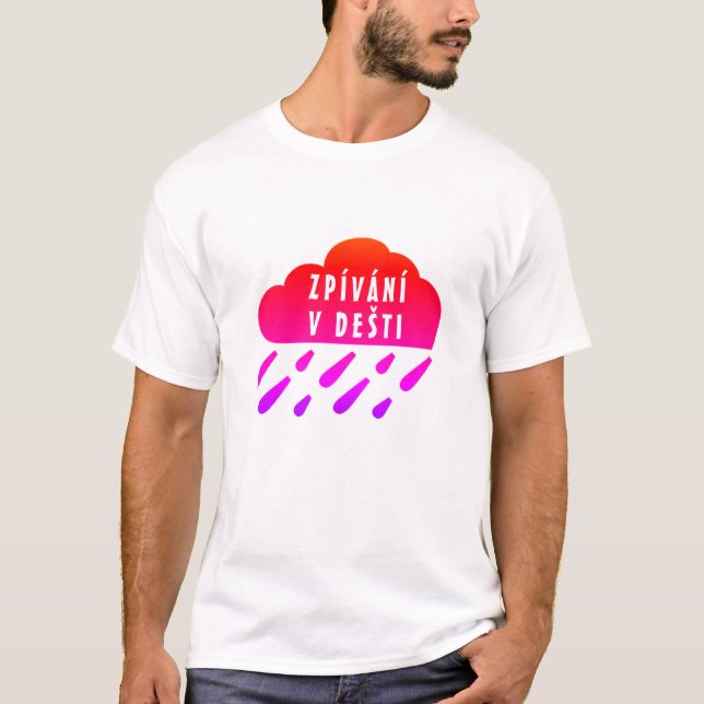 Camiseta Nube púrpura roja y palabra checa Zpívání v dešti (Anverso)